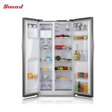 SMAD Refrigerador de lado a lado de acero inoxidable con máquina para hacer hielo